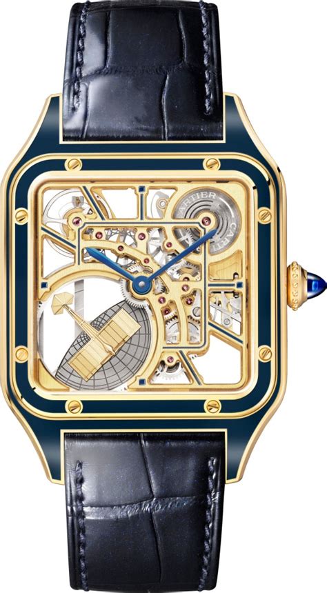 montre cartier santos squelette|cartier santos watch with diamonds.